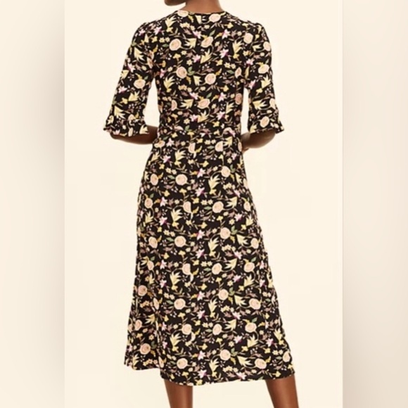 LOFT Black Floral Dress - Size 4 - Picture 7 of 7